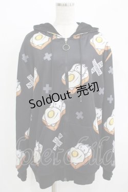 画像1: NieR Clothing / 総柄ZIPパーカー F 黒 H-25-09-16-056-PU-TO-KB-ZH