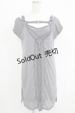 画像1: Ozz Croce / 肩ベルトメッシュ重ねチュニック  グレー H-25-09-16-057-OO-TO-KB-ZH