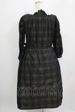 画像3: Jane Marple / Memory shadow check shirring dress  ブラック H-25-09-16-005-JM-OP-KB-ZH