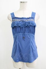 Ozz oneste / レースフリルキャミソール  ブルー H-25-09-16-063-OO-TO-KB-ZT121