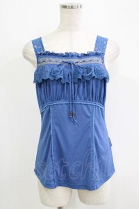 Ozz oneste / レースフリルキャミソール  ブルー H-25-09-16-063-OO-TO-KB-ZT121