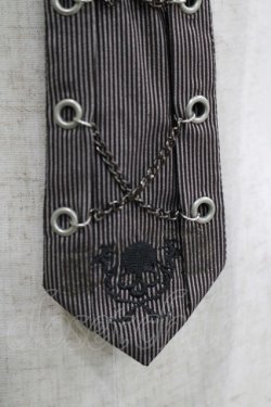 画像2: Ozz Croce / スカル刺繍チェーンストライプネクタイ  茶系 H-25-09-16-068-OO-ZA-KB-ZH