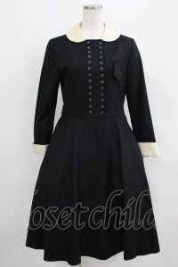 Jane Marple / ブローチ付ダブルボタンワンピース M 黒 H-25-09-16-007-JM-OP-KB-ZH