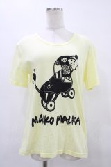MALKOMALKA / プリントTシャツ  イエロー×黒 H-25-09-17-1042-PU-TO-KB-ZT494