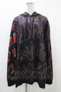 NieR Clothing / 総柄プルパーカー  黒 H-25-09-17-1053-PU-TO-KB-ZH