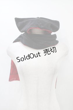 画像1: NAOTO SEVEN / フードストール  黒×赤 H-25-09-17-1009-HN-ZA-KB-ZH