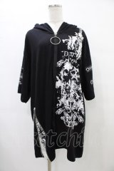 SEX POT ReVeNGe / 半袖ロングZIPパーカー  黒×白 H-25-09-17-1060-SP-TO-KB-ZT277