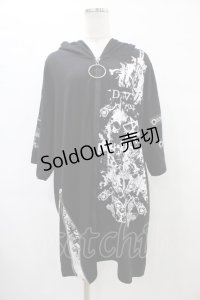 SEX POT ReVeNGe / 半袖ロングZIPパーカー  黒×白 H-25-09-17-1060-SP-TO-KB-ZT277