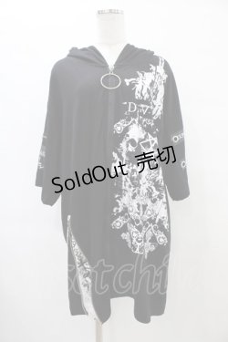 画像1: SEX POT ReVeNGe / 半袖ロングZIPパーカー  黒×白 H-25-09-17-1060-SP-TO-KB-ZT277