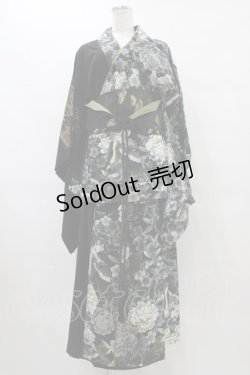 画像1: Qutie Frash / 浴衣SET  ブラック×ゴールド H-25-09-17-1011-QU-OP-KB-ZH