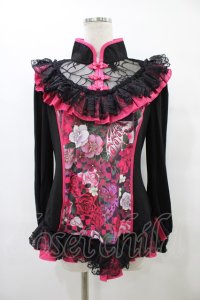 Qutie Frash / チャイナパフカットソー  ピンク H-25-09-17-1017-QU-TO-KB-ZH