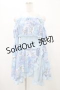 Qutie Frash / 和柄オフショルチュニック  ブルー H-25-09-17-1020-QU-TO-KB-ZH