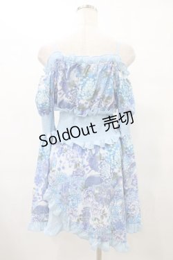 画像2: Qutie Frash / 和柄オフショルチュニック  ブルー H-25-09-17-1020-QU-TO-KB-ZH