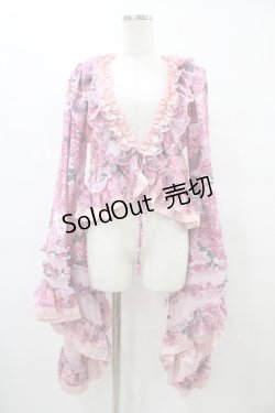 画像1: Qutie Frash / 着物フリルショートカーデ  ピンク H-25-09-17-1021-QU-TO-KB-ZH
