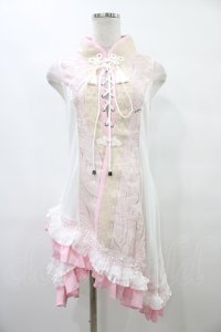 Qutie Frash / 胸開きチャイナチュニック  ピンク H-25-09-17-1022-QU-TO-KB-ZH