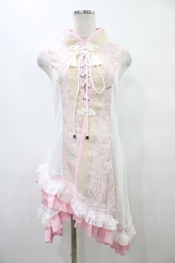 画像1: Qutie Frash / 胸開きチャイナチュニック  ピンク H-25-09-17-1022-QU-TO-KB-ZH