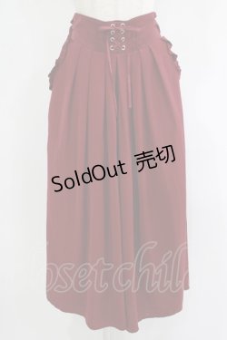 画像1: axes femme / フロント編み上げワイドパンツ M ワイン H-25-09-18-033-AX-PA-NS-ZH