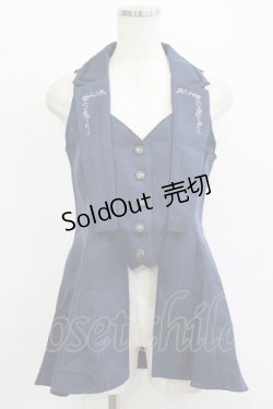 画像1: axes femme / バックタックロングベスト M ネイビー H-25-09-18-034-AX-JA-NS-ZH