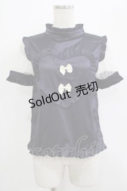 画像1: Ank Rouge / ドットチュールハートサテンブラウス M ネイビー H-25-09-18-037-CA-BL-NS-ZH