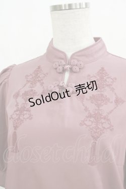 画像4: Amavel / Oriental Arabesqueマオカラー五分袖ブラウス Free ピンク H-25-09-18-041-CA-BL-NS-ZH