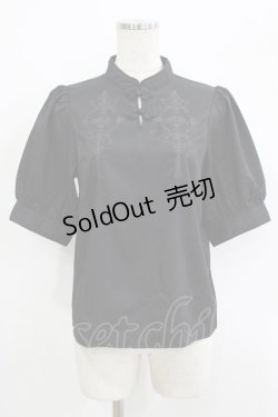 画像1: Amavel / Oriental Arabesqueマオカラー五分袖ブラウス Free ブラック H-25-09-18-043-CA-BL-NS-ZH