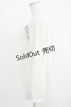 画像2: axes femme / ベロアリボンレースアップニット M オフ/ラベンダー H-25-09-18-047-AX-TO-NS-ZH