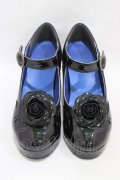 YOSUKE by Leche / コサージュ付ストラップシューズ M/23.0〜23.5cm ブラックエナメル H-25-09-18-1001-0-SH-NS-ZH