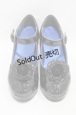 画像1: YOSUKE by Leche / コサージュ付ストラップシューズ M/23.0〜23.5cm ブラックエナメル H-25-09-18-1001-0-SH-NS-ZH