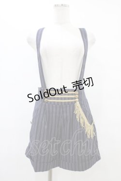 画像1: Amavel / サスペンダー付ストライプ柄ショートパンツ Free ネイビー H-25-09-18-1046-CA-PA-NS-ZH