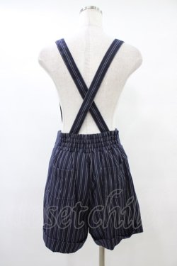 画像2: Amavel / サスペンダー付ストライプ柄ショートパンツ Free ネイビー H-25-09-18-1046-CA-PA-NS-ZH