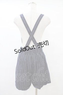 画像2: Amavel / サスペンダー付ストライプ柄ショートパンツ Free ネイビー H-25-09-18-1046-CA-PA-NS-ZH