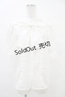 画像1: DearMyLove / スクエアレースアップリボンブラウス L オフ H-25-09-18-1049-EL-BL-NS-ZH