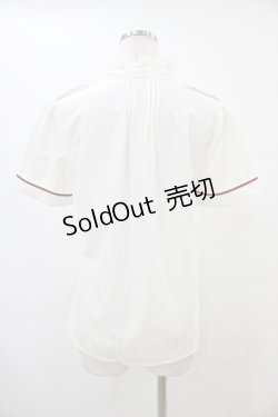 画像2: Amavel / 刺繍入りリボンブローチ&肩章付スタンドブラウス Free オフ H-25-09-18-1050-CA-BL-NS-ZH