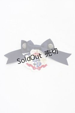 画像1: ALICE and the PIRATES / Chester&Maisyワッペン付きリボンブローチ  ネイビー H-25-09-18-1012-PA-AC-NS-ZH