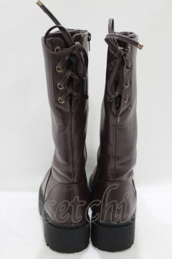 画像3: Fi.n.t / バックレースアップロングブーツ S（22.5〜23cm） BROWN H-25-09-18-080-CA-SH-NS-ZH