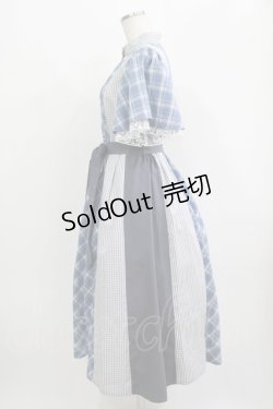 画像2: axes femme / チェック切替パッチワークワンピース Free サックス H-25-09-18-009-AX-OP-NS-ZH