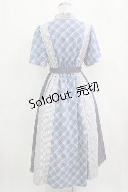 画像3: axes femme / チェック切替パッチワークワンピース Free サックス H-25-09-18-009-AX-OP-NS-ZH