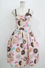 Emily Temple cute / manyドーナツキャミソールワンピース  ピンク H-25-09-19-001-ET-OP-KB-ZH