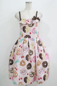 Emily Temple cute / manyドーナツキャミソールワンピース  ピンク H-25-09-19-001-ET-OP-KB-ZH