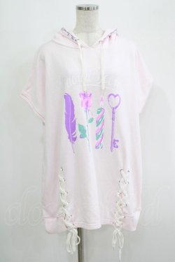 画像1: LISTEN FLAVOR / 秘密のおまじないレースアップBIGパーカーワンピ  BABY PINK H-25-09-19-036-PU-OP-KB-ZH