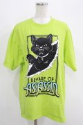 LISTEN FLAVOR / アサシンキャットビッグTシャツ  ライム H-25-09-19-043-PU-TO-KB-ZH