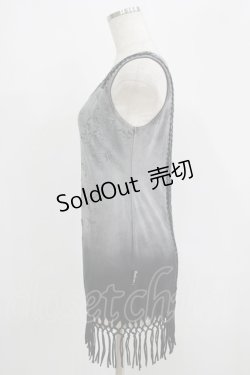 画像2: Ozz Croce / プリント刺繍フリンジタンク  グレー H-25-09-19-045-OO-TO-KB-ZH