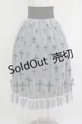 Moi-meme-Moitie / 十字架フロッキーハイウエストスカート 9号 ホワイト×ブラック H-25-09-19-005-MO-SK-KB-ZH