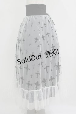 画像2: Moi-meme-Moitie / 十字架フロッキーハイウエストスカート 9号 ホワイト×ブラック H-25-09-19-005-MO-SK-KB-ZH
