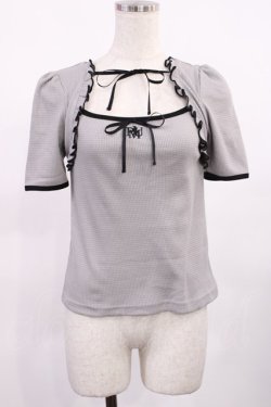 画像1: pium / ダブルリボンケープワッフルカットソー Free グレー H-25-09-19-1026-LO-TO-NS-ZH