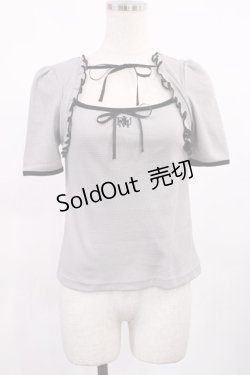 画像1: pium / ダブルリボンケープワッフルカットソー Free グレー H-25-09-19-1026-LO-TO-NS-ZH