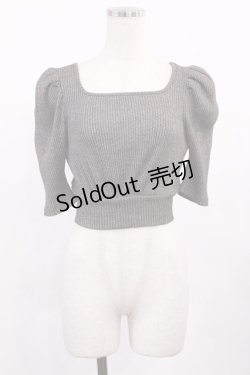 画像1: EATME / バックリボンショートリブTOP Free グレー H-25-09-19-1027-LO-TO-NS-ZH