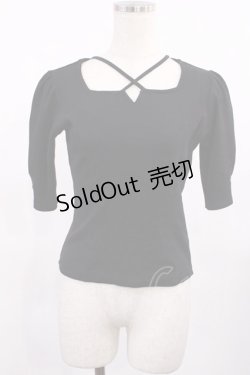 画像1: EATME / クロスネックパフスリーブTOP Free ブラック H-25-09-19-1028-LO-TO-NS-ZH