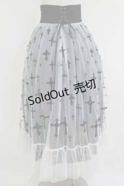 画像3: Moi-meme-Moitie / 十字架フロッキーハイウエストスカート 9号 ホワイト×ブラック H-25-09-19-005-MO-SK-KB-ZH
