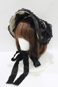 Moi-meme-Moitie / タイニーローズレースリネンヘッドドレス  黒×黒 H-25-09-19-062-MO-AC-KB-ZH